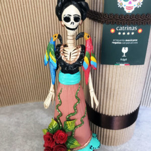 Catrina Mexicana Frida Kahlo 2 aves rosa