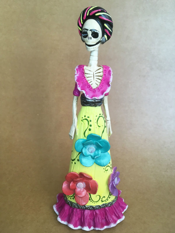 Catrina Mexicana Frida Kahlo 3 Flores Amarillo 5