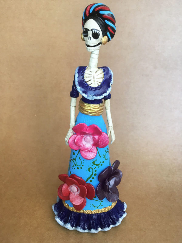 Catrina Mexicana Frida Kahlo 3 Flores Celeste 5