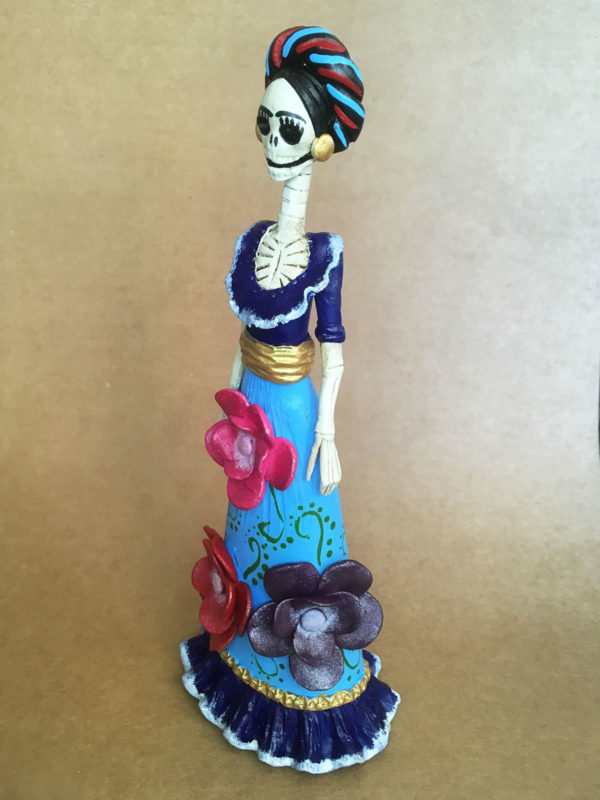 Catrina Mexicana Frida Kahlo 3 Flores Celeste 4