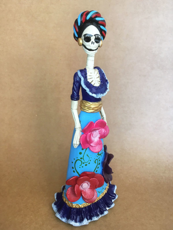 Catrina Mexicana Frida Kahlo 3 Flores Celeste 3