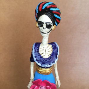 Catrina Mexicana Frida Kahlo 3 Flores Celeste