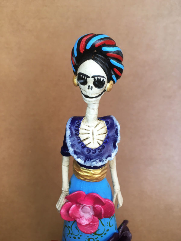 Catrina Mexicana Frida Kahlo 3 Flores Celeste