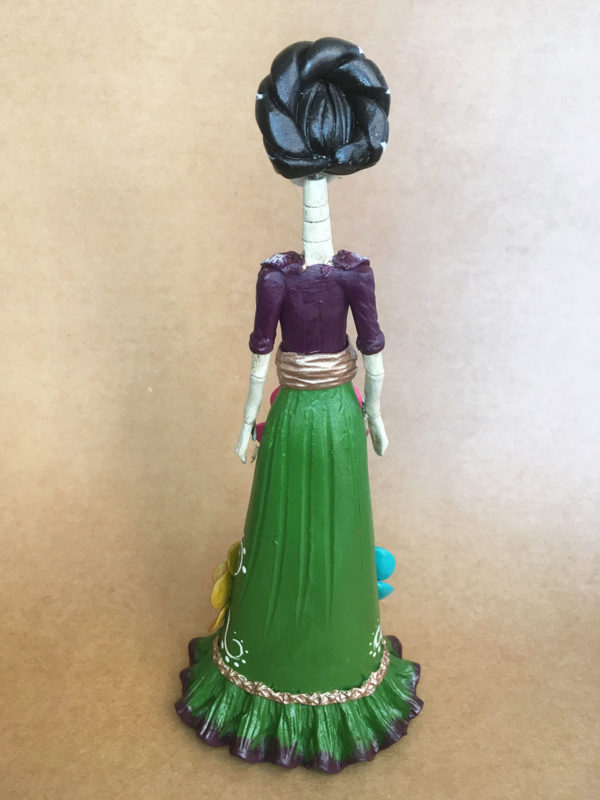 Catrina Mexicana Frida Kahlo 3 Flores Verde 2