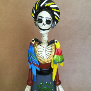 Catrina Mexicana Frida Kahlo Pajaros Gris