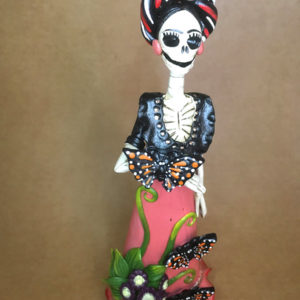 Catrina Mexicana Frida Kahlo 3 mariposas