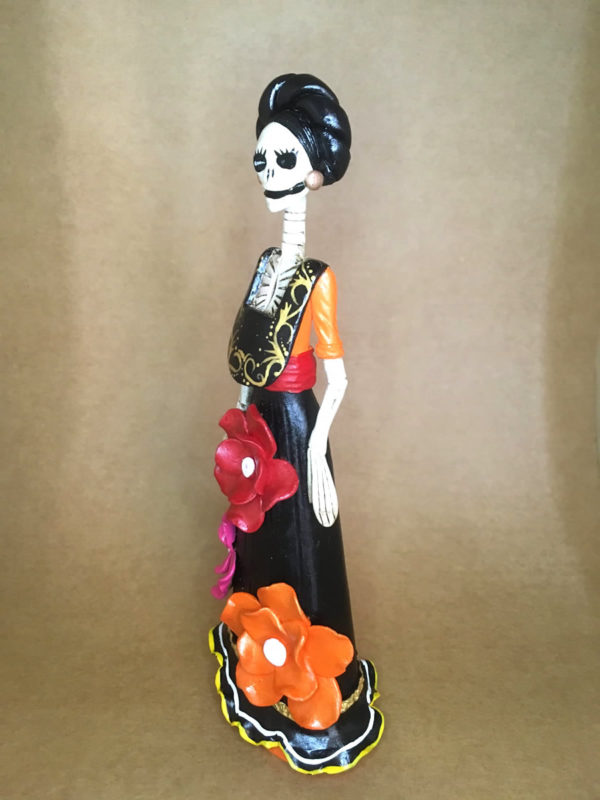 Catrina Mexicana Frida Kahlo 3 flores 4