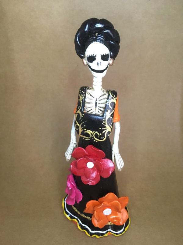 Catrina Mexicana Frida Kahlo 3 flores