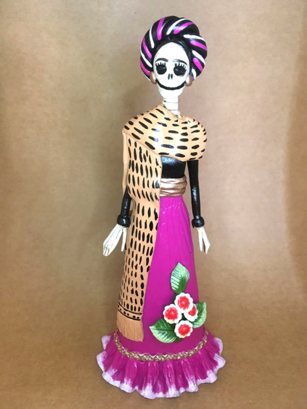 Catrina Mexicana Frida Kahlo Rebozo Naranja 5