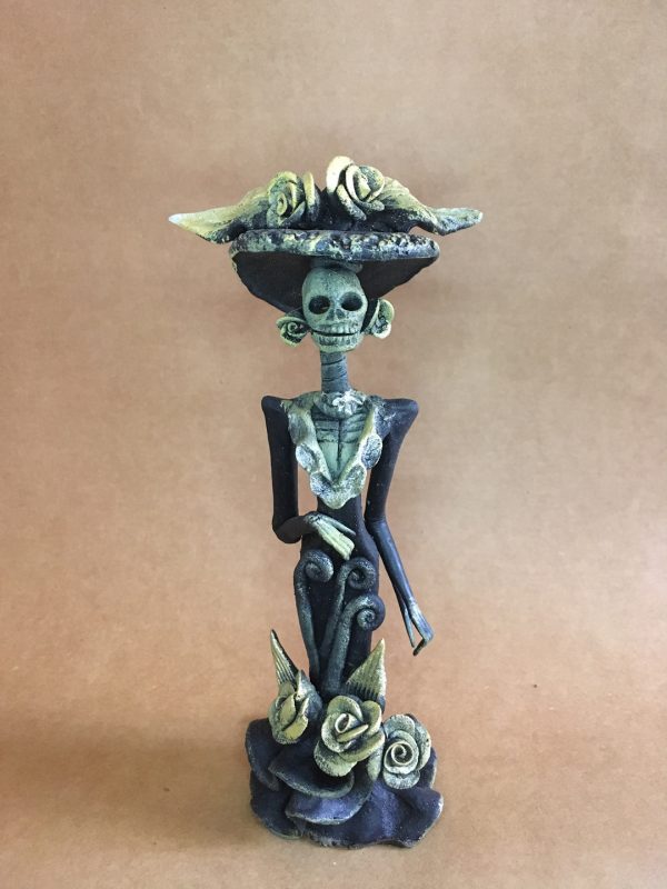 Catrina Mexicana Garbancera Negra Dorado