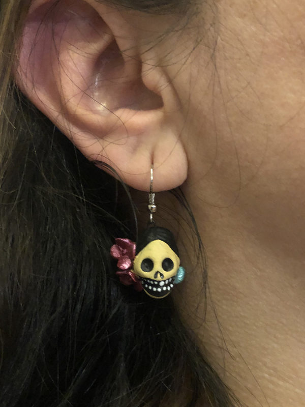 Arete Calavera Catrina Flor AR11 - Imagen 5