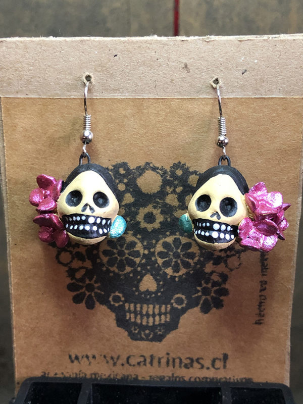 Arete Calavera Catrina Flor AR11 - Imagen 2