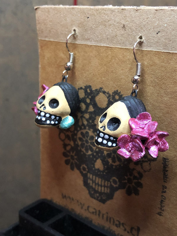 Arete Calavera Catrina Flor AR11 - Imagen 3