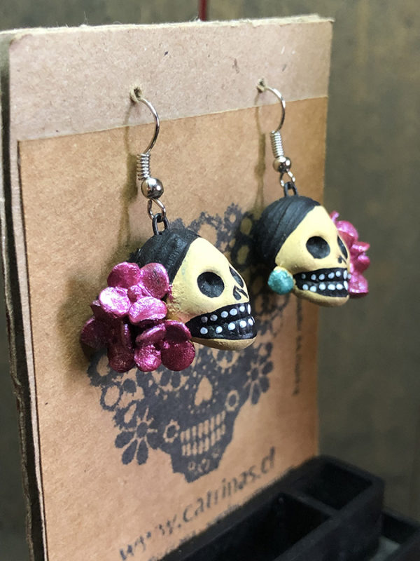 Arete Calavera Catrina Flor AR11 - Imagen 4